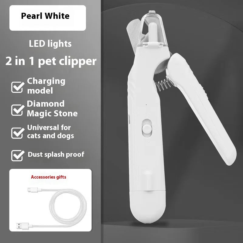 AD - 2 in 1 Pet Nail Clippers with Led Light Dog Cat Special Blood Line Scissors Multifunction Animals Paw Nail Trimmer Pet Supplies