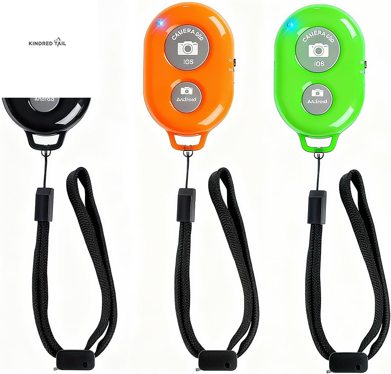 Wireless Remote Shutter for Cellphones and Tablets (3 Pack) - Bluetooth Remote for Iphone/Android Camera Control, Selfie Clicker for Photos and Videos - Wrist Strap Included - A