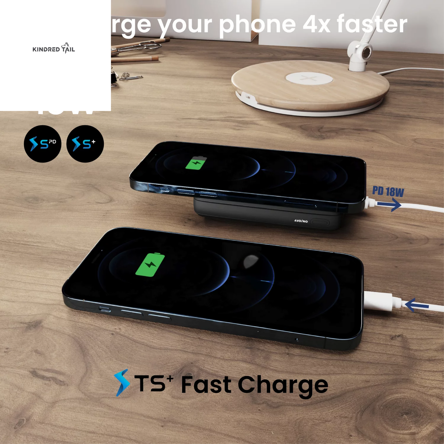 Magnetic 10000Mah Wireless Power Bank, 18W USB-C PD Portable Charger. Compatible with Iphone 14, 13, 12 Only