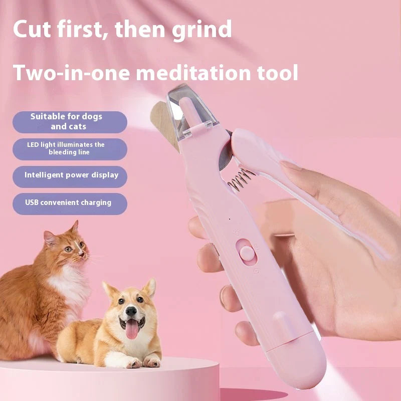 AD - 2 in 1 Pet Nail Clippers with Led Light Dog Cat Special Blood Line Scissors Multifunction Animals Paw Nail Trimmer Pet Supplies