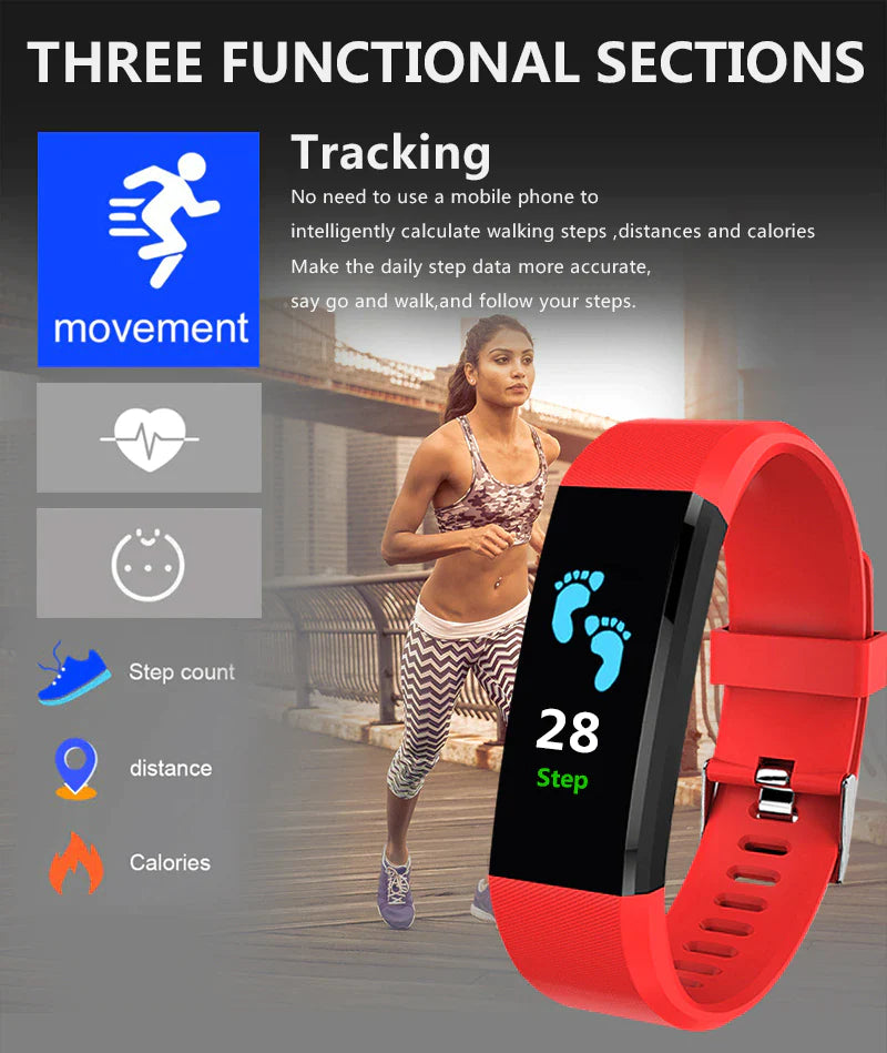 AD - Fitness Smart Watch Activity Tracker Heart Rate for Women Men Oxygen BP Monitor
