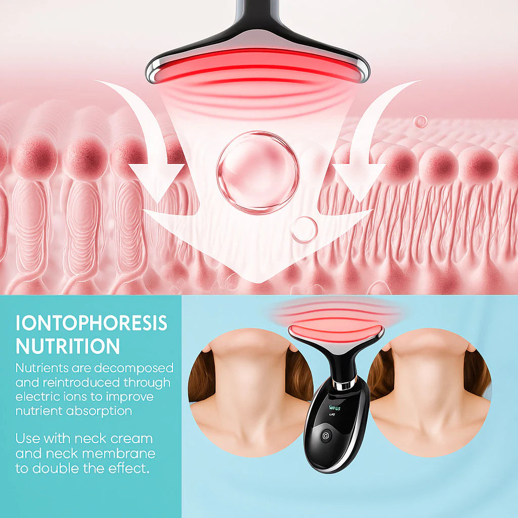 AD - Neck Face Lifting Massager Skin Tighten Device LED anti Wrinkle Double Chin US