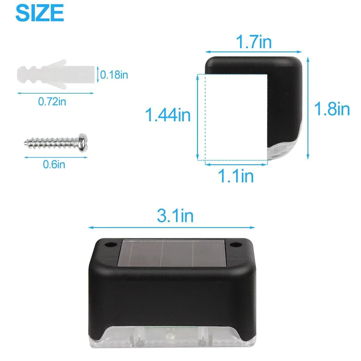 AD - 8 Pack New Solar Deck Lights Outdoor Waterproof LED Steps Lamps for Stairs Fence