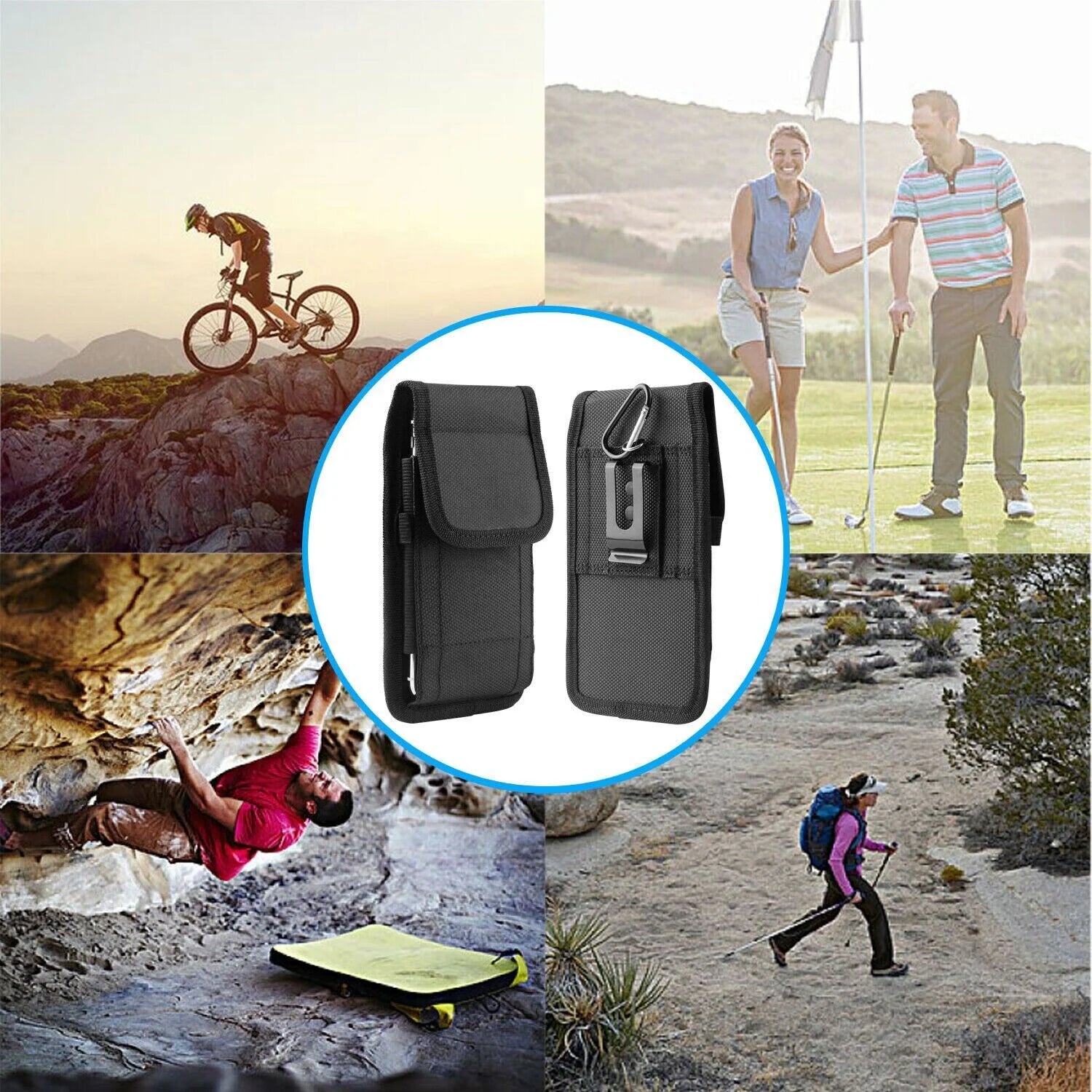 Vertical Cell Phone Pouch - Holster Pouch Wallet Case with Belt Clip for Iphone / Samsung and Others