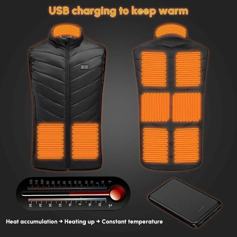 Heated Vest - Vest with 9 Heating Zones with 10000Mah Battery Pack Electric Heating Vest US