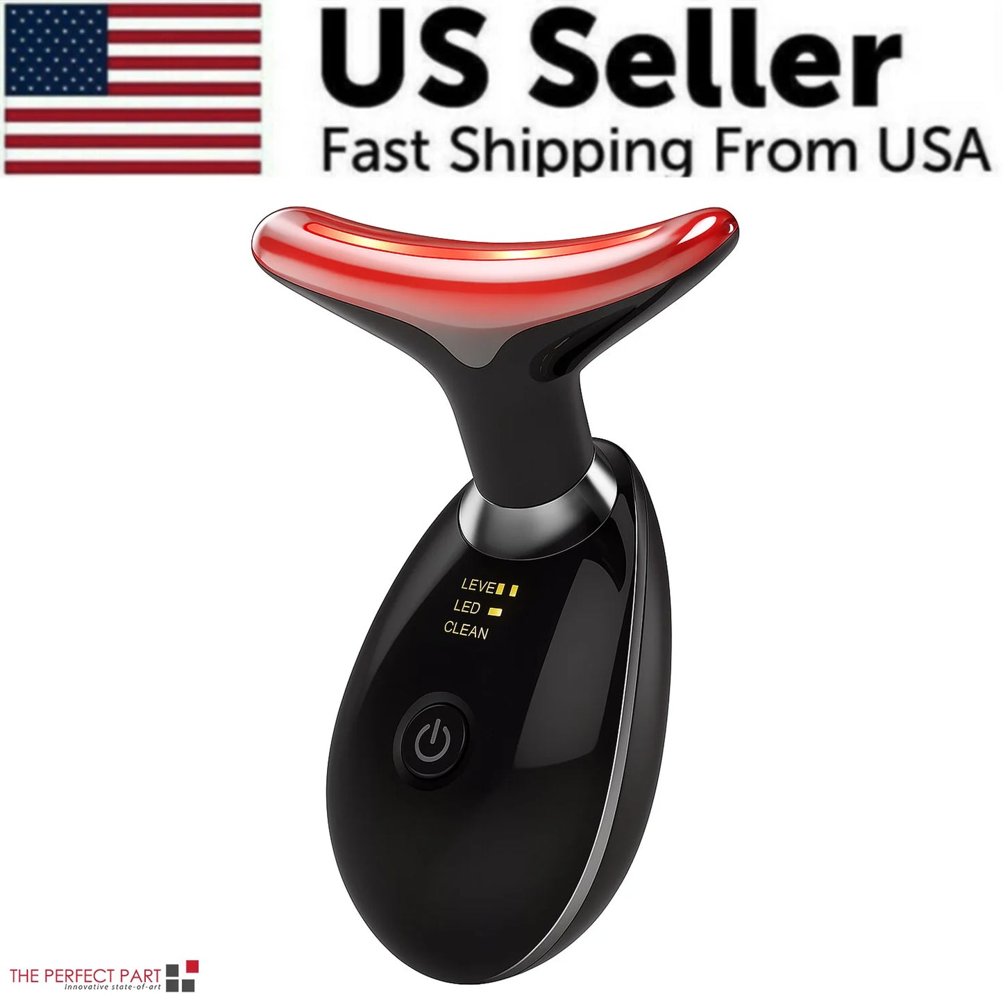 AD - Neck Face Lifting Massager Skin Tighten Device LED anti Wrinkle Double Chin US