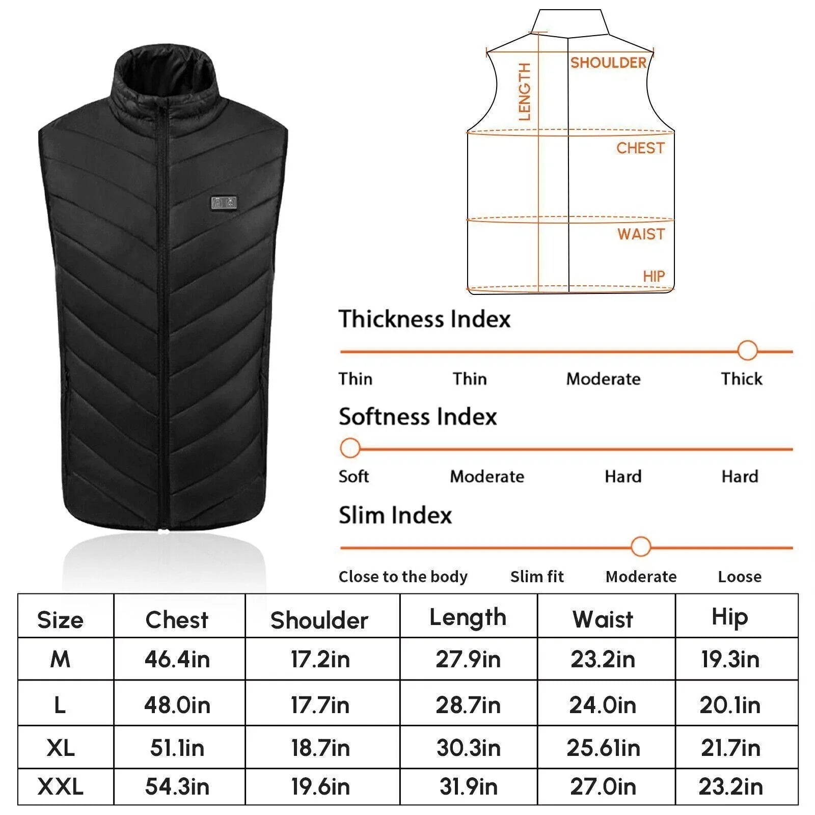 Heated Vest - Vest with 9 Heating Zones with 10000Mah Battery Pack Electric Heating Vest US