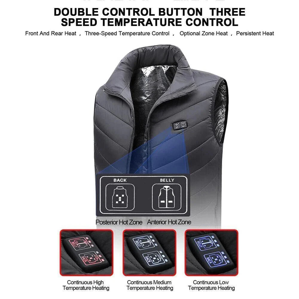 Heated Vest - Vest with 9 Heating Zones with 10000Mah Battery Pack Electric Heating Vest US