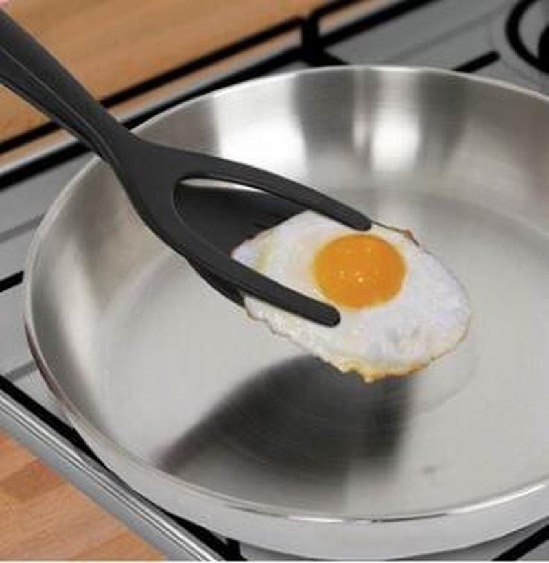 Flip Tongs - 2 in 1 Grip and Flip Tongs Egg Spatula Tongs Clamp Pancake Fried Egg French Toast Omelet Overturned Kitchen Accessories