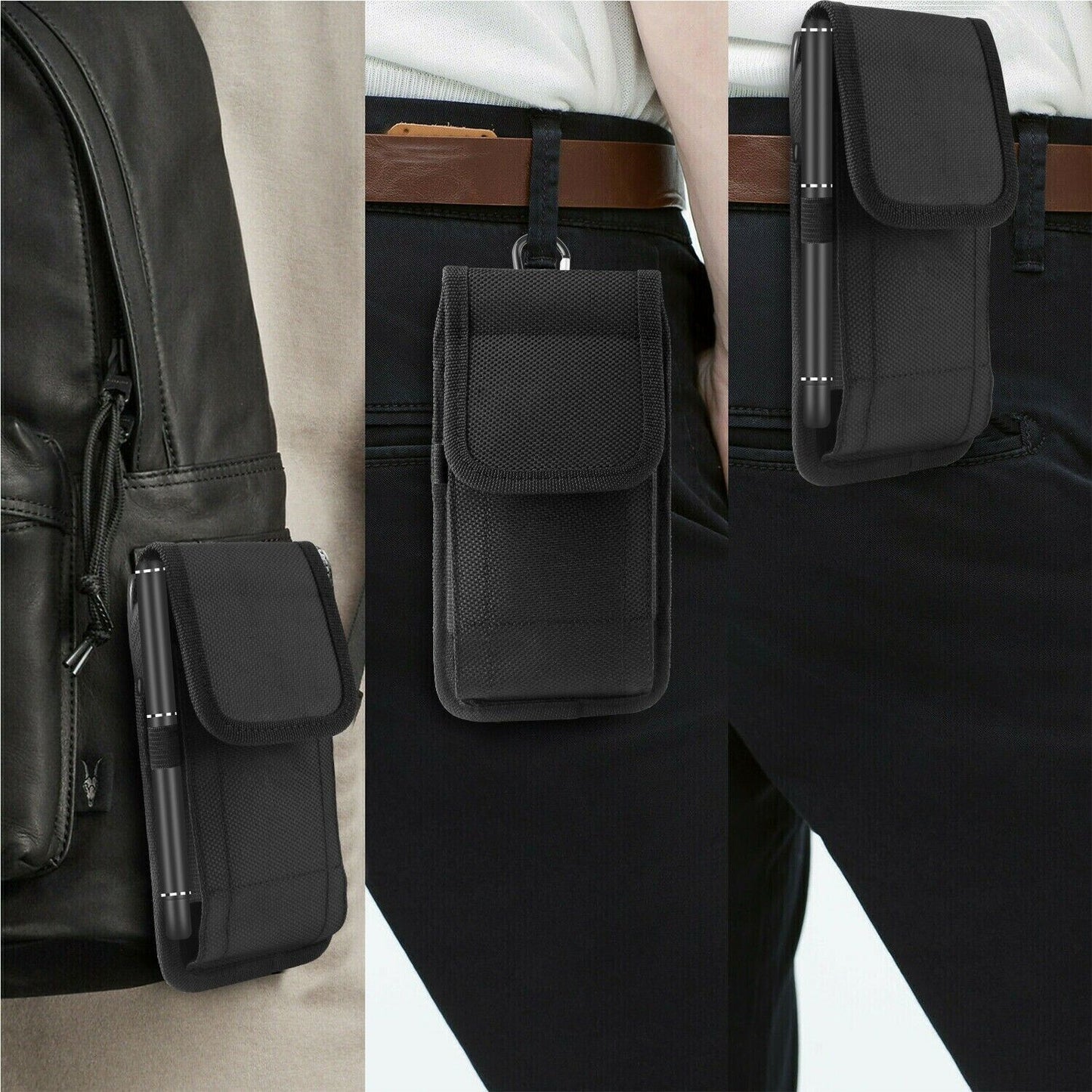 Vertical Cell Phone Pouch - Holster Pouch Wallet Case with Belt Clip for Iphone / Samsung and Others