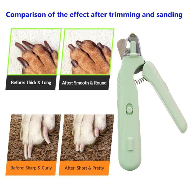 AD - 2 in 1 Pet Nail Clippers with Led Light Dog Cat Special Blood Line Scissors Multifunction Animals Paw Nail Trimmer Pet Supplies