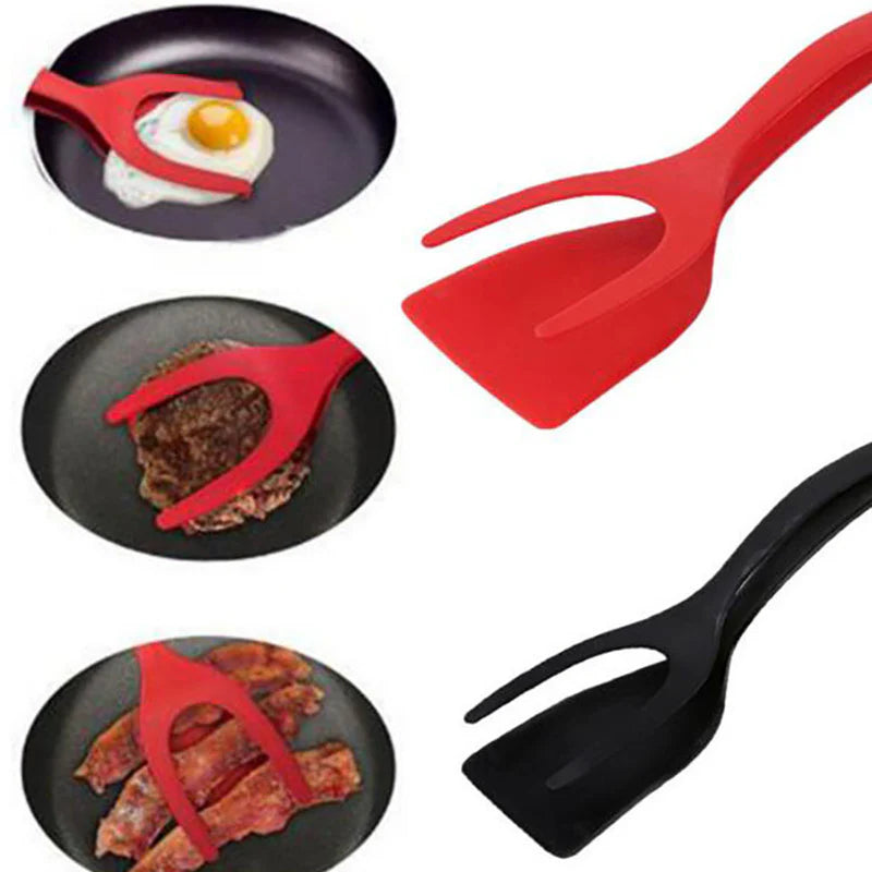 Flip Tongs - 2 in 1 Grip and Flip Tongs Egg Spatula Tongs Clamp Pancake Fried Egg French Toast Omelet Overturned Kitchen Accessories