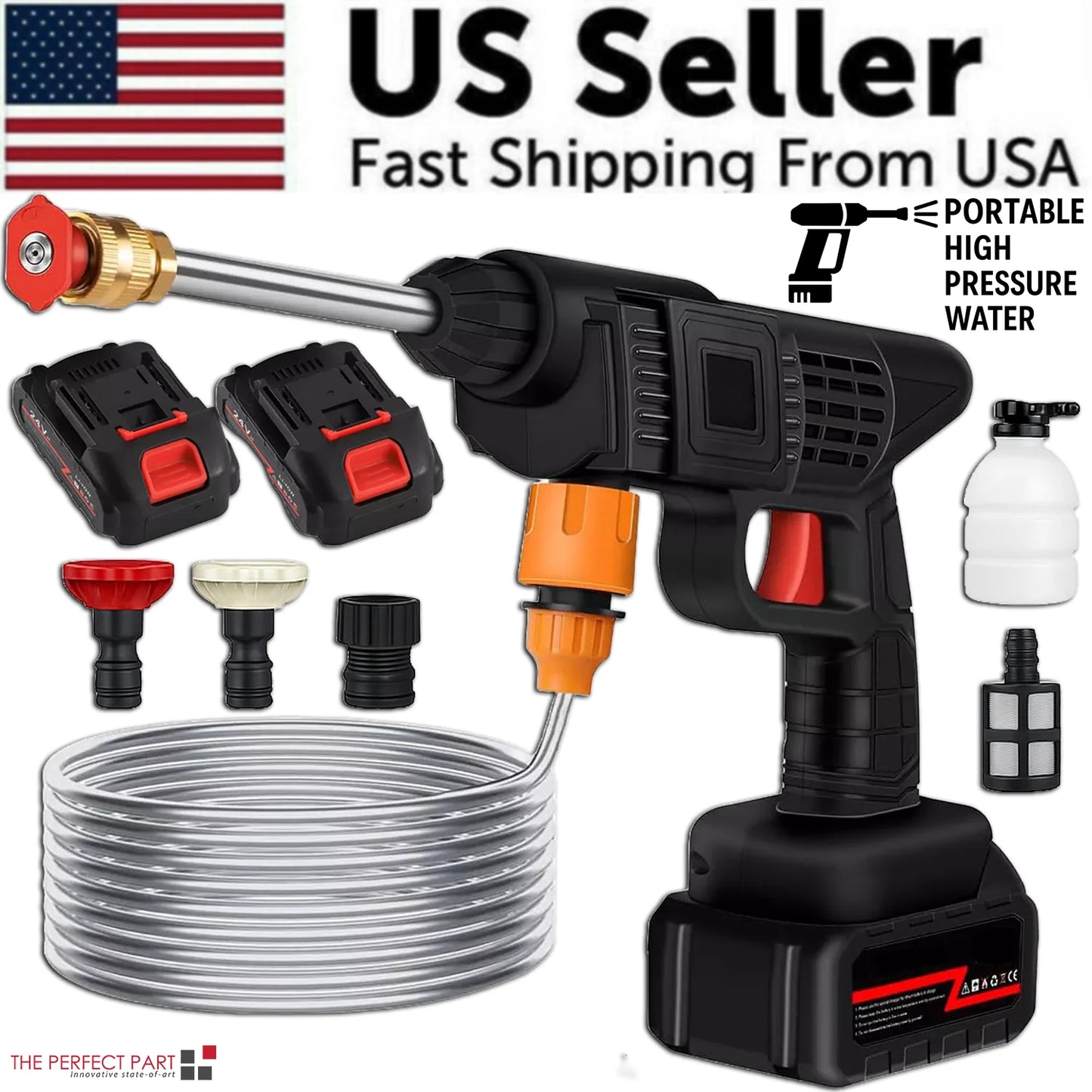 High Pressure Water Spray Gun - Portable Cordless Electric High Pressure Water Spray Gun Car Washer Cleaner Tool