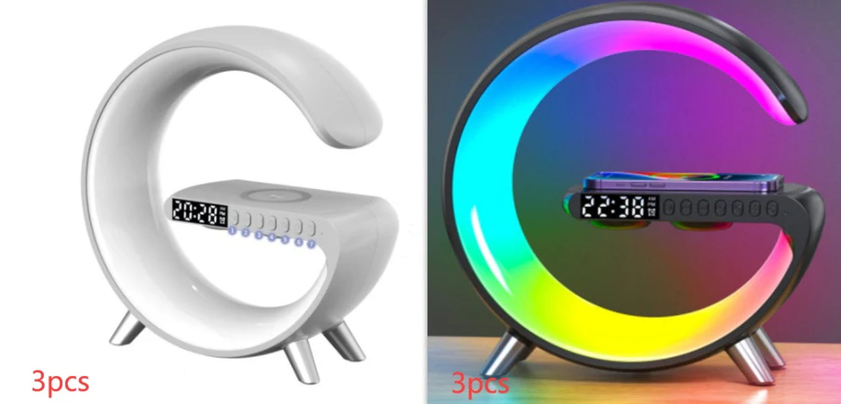 New Intelligent G Shaped LED Lamp - Bluetooth Speaker, Wireless Charger, Atmosphere Lamp, App Control for Bedroom Home Decor