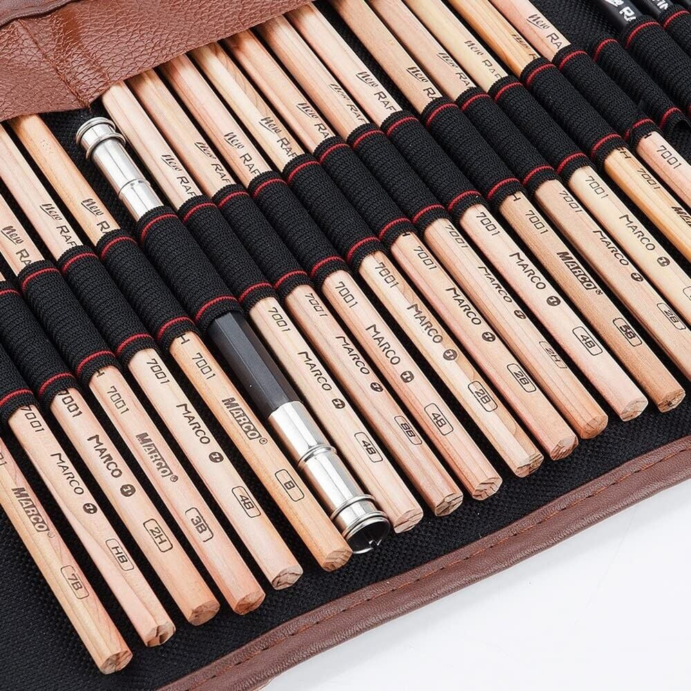 AD - 29PCS Professional Drawing Artist Kit Set Pencils and Sketch Charcoal Art Tools