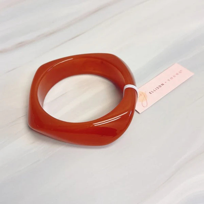 Modern Retro Sculpted Square Resin Bangle