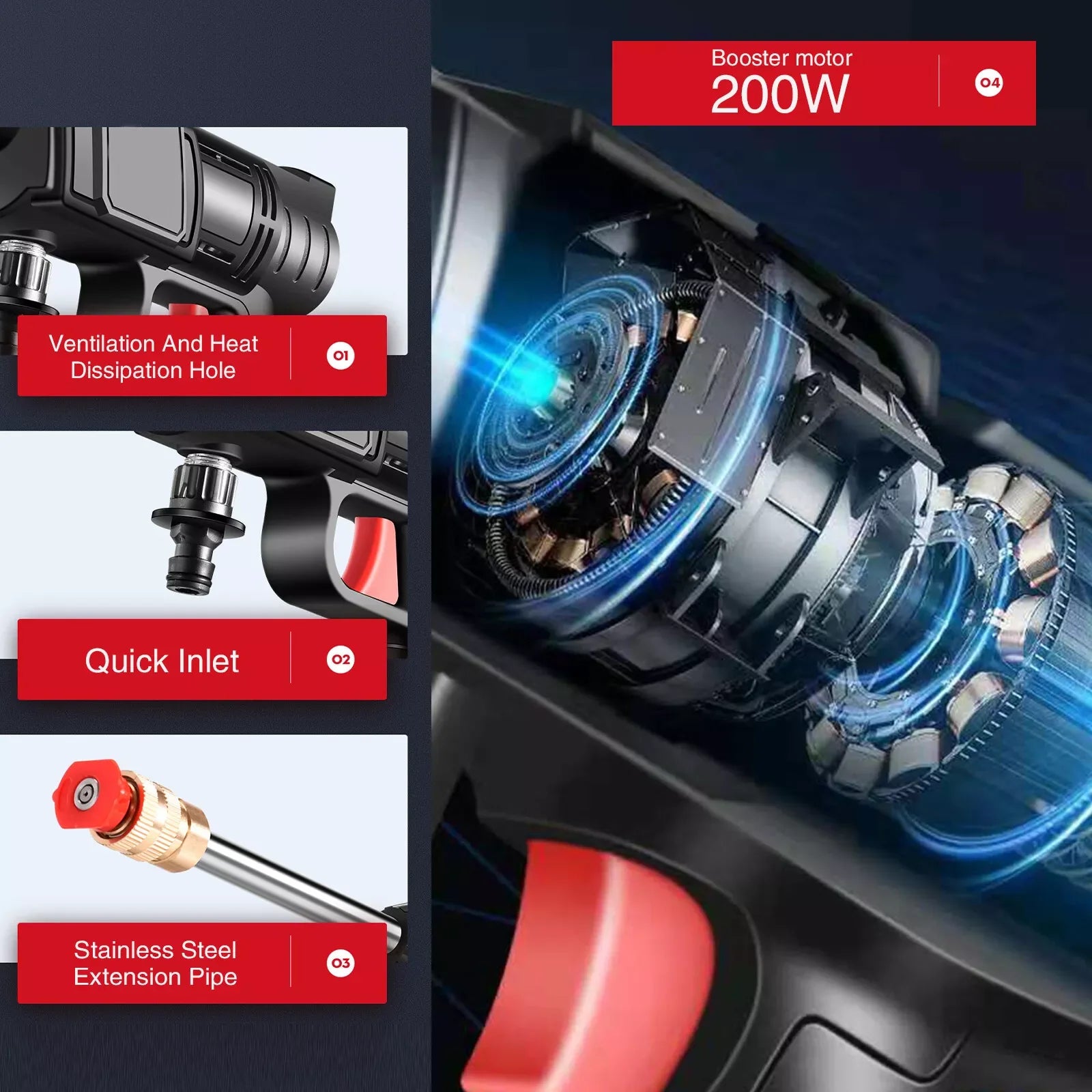 High Pressure Water Spray Gun - Portable Cordless Electric High Pressure Water Spray Gun Car Washer Cleaner Tool