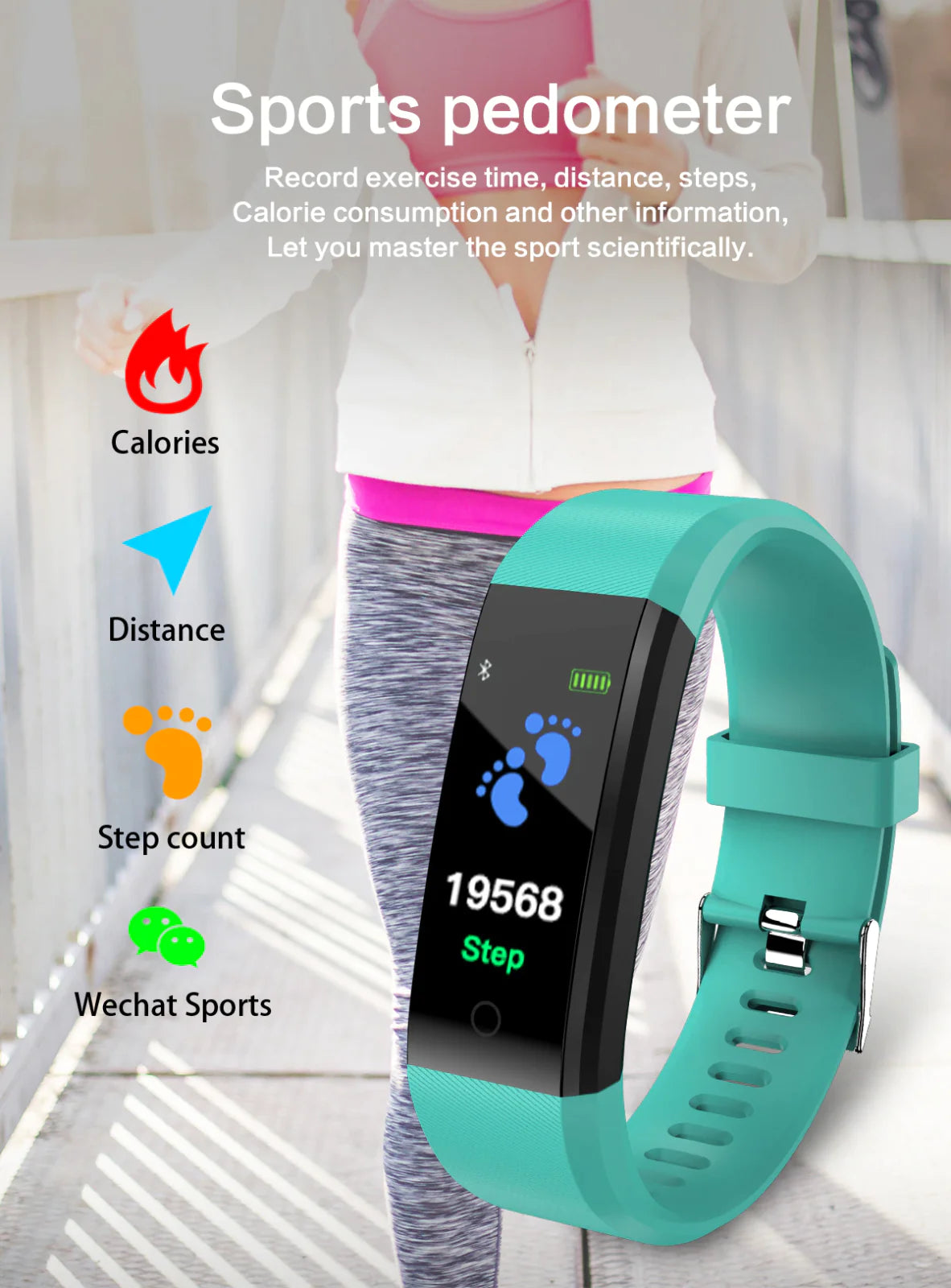 AD - Fitness Smart Watch Activity Tracker Heart Rate for Women Men Oxygen BP Monitor