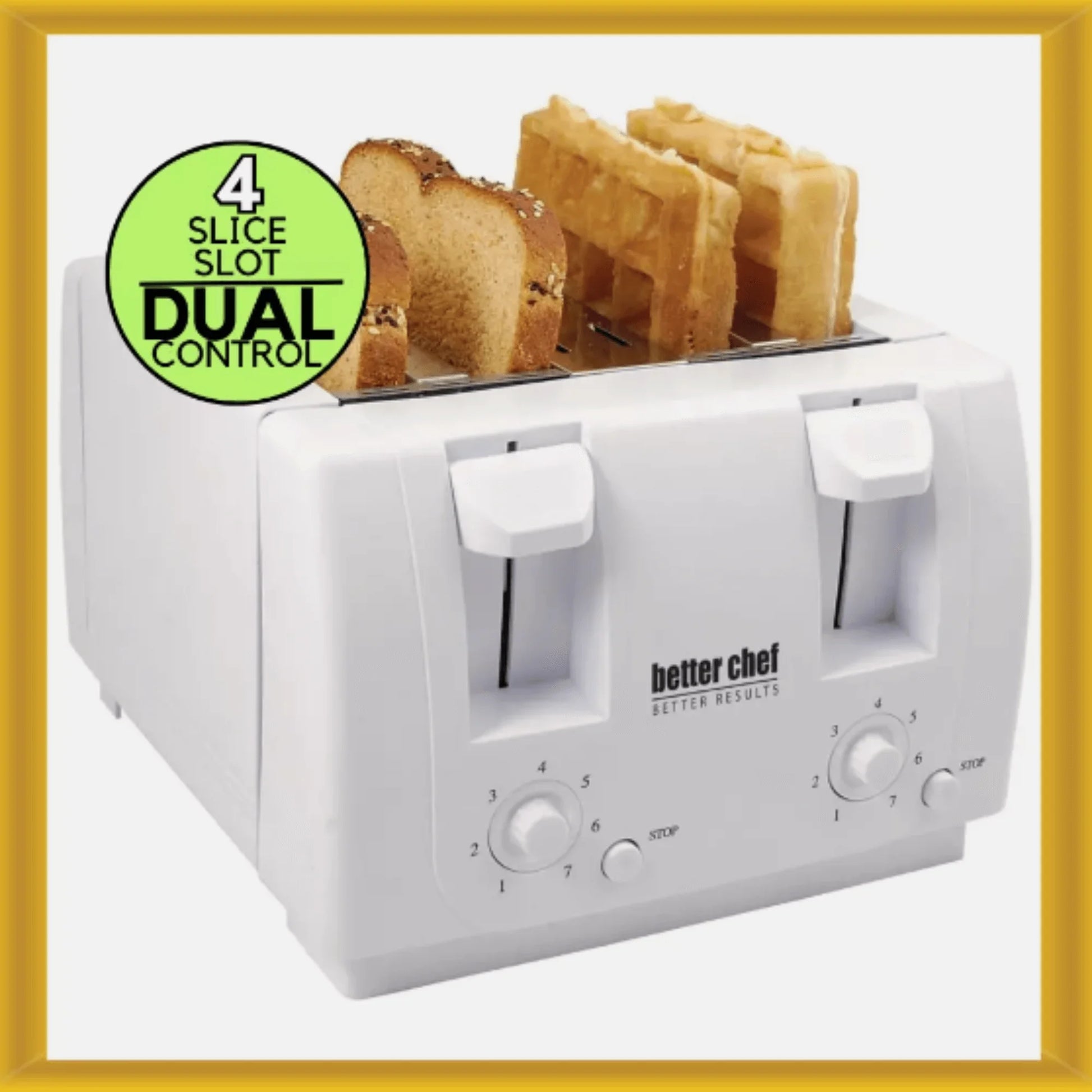 Slice Toaster - Better Chef Wide Slot 4-Slice Dual Control Toaster - REFURBISHED