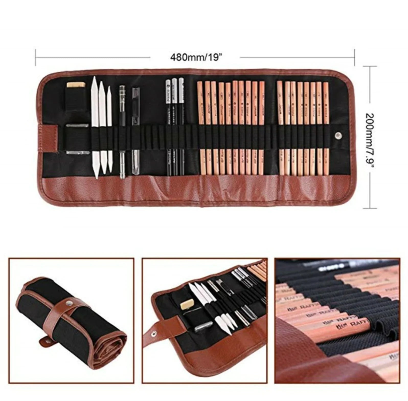 AD - 29PCS Professional Drawing Artist Kit Set Pencils and Sketch Charcoal Art Tools