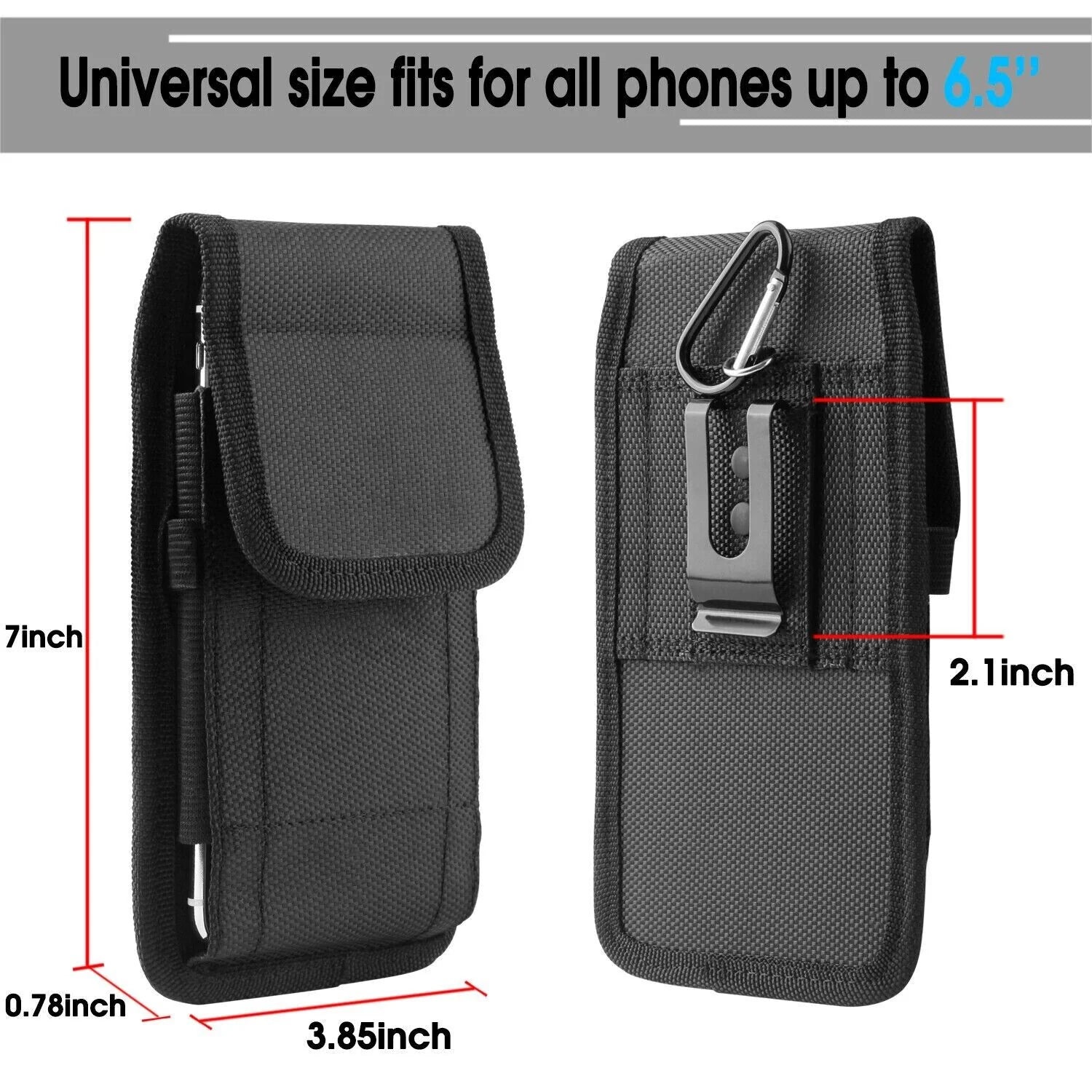 Vertical Cell Phone Pouch - Holster Pouch Wallet Case with Belt Clip for Iphone / Samsung and Others