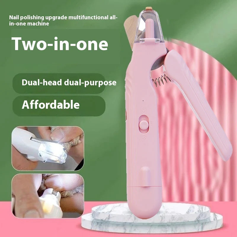 AD - 2 in 1 Pet Nail Clippers with Led Light Dog Cat Special Blood Line Scissors Multifunction Animals Paw Nail Trimmer Pet Supplies