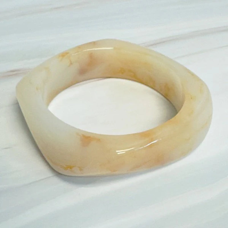 Modern Retro Sculpted Square Resin Bangle
