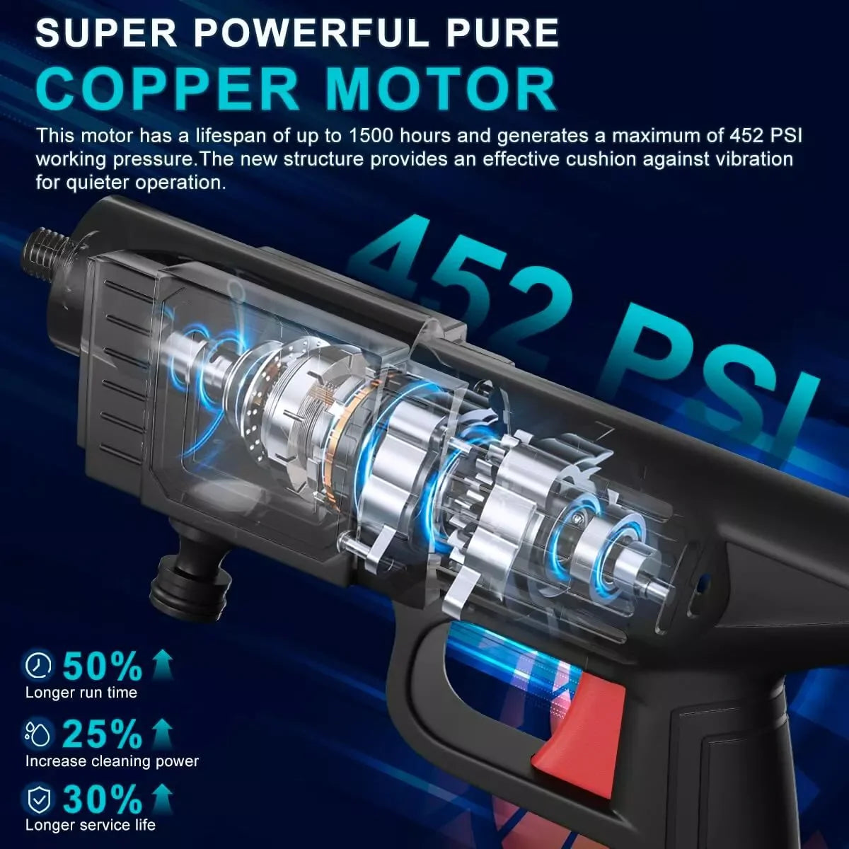 High Pressure Water Spray Gun - Portable Cordless Electric High Pressure Water Spray Gun Car Washer Cleaner Tool