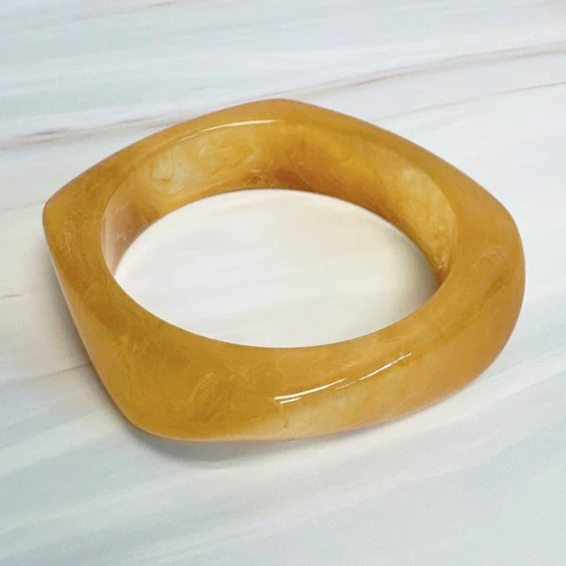 Modern Retro Sculpted Square Resin Bangle