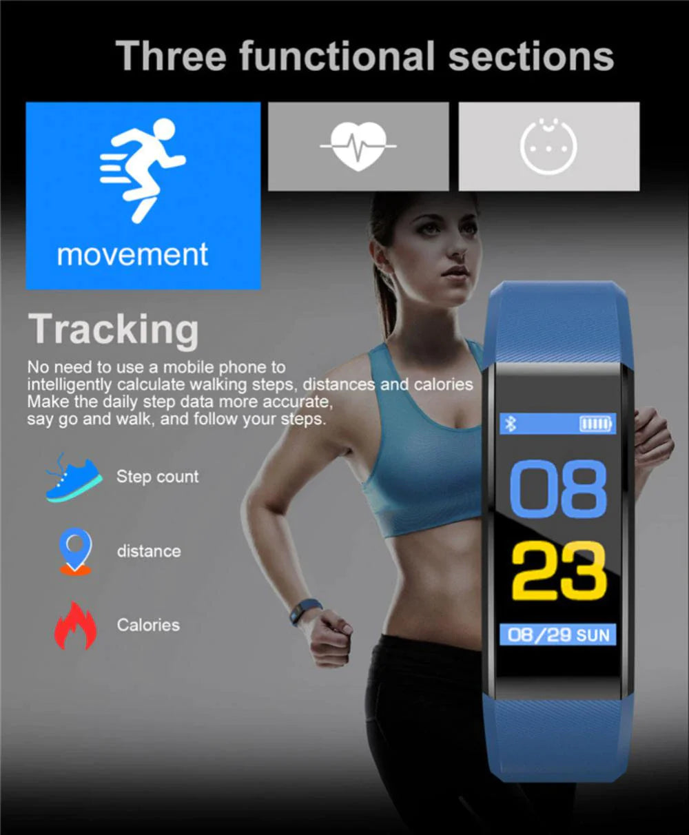AD - Fitness Smart Watch Activity Tracker Heart Rate for Women Men Oxygen BP Monitor