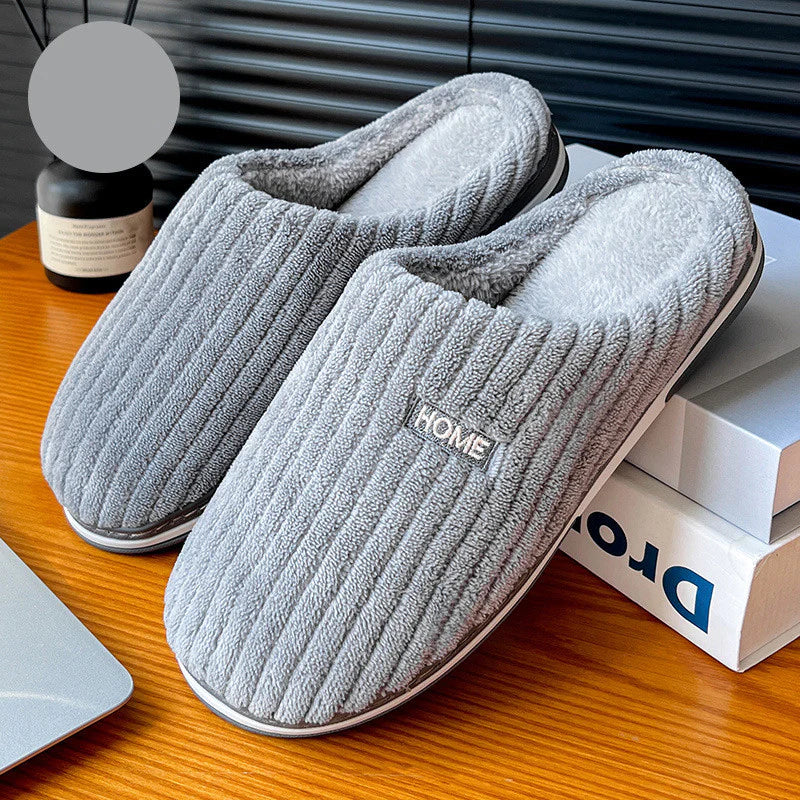 Solid Color Simple Cotton Slippers - Winter Non-Slip Home Warm Plush Slippers, Household Indoor Couple, Women's House Shoes