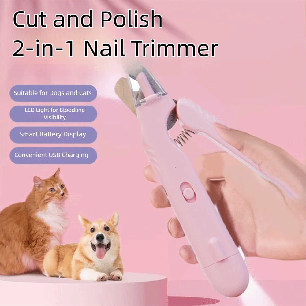 AD - 2 in 1 Pet Nail Clippers with Led Light Dog Cat Special Blood Line Scissors Multifunction Animals Paw Nail Trimmer Pet Supplies