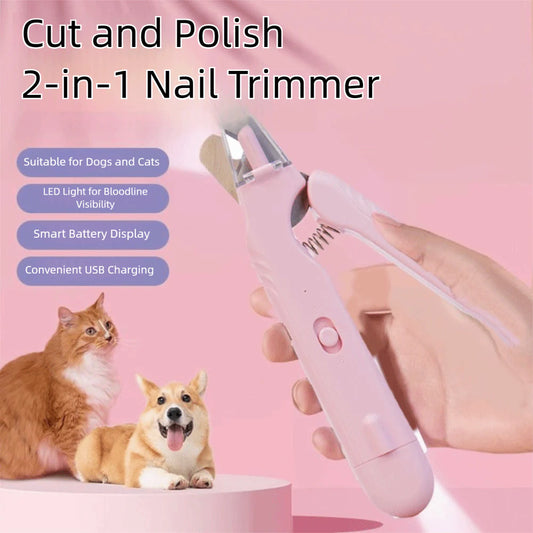AD - 2 in 1 Pet Nail Clippers with Led Light Dog Cat Special Blood Line Scissors Multifunction Animals Paw Nail Trimmer Pet Supplies
