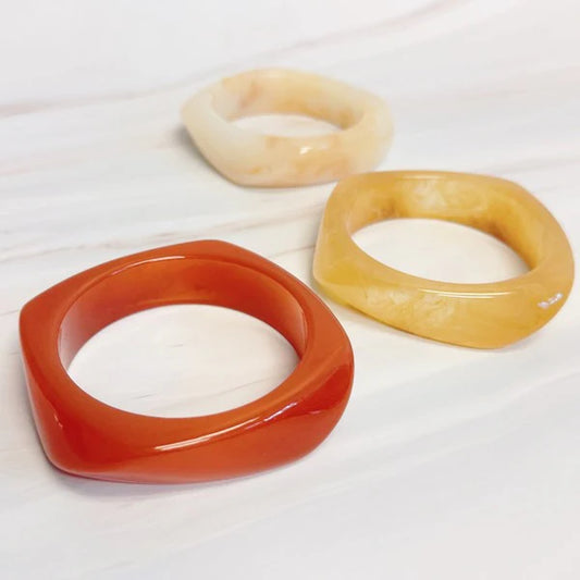 Modern Retro Sculpted Square Resin Bangle