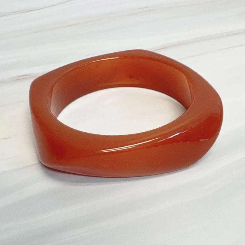 Modern Retro Sculpted Square Resin Bangle