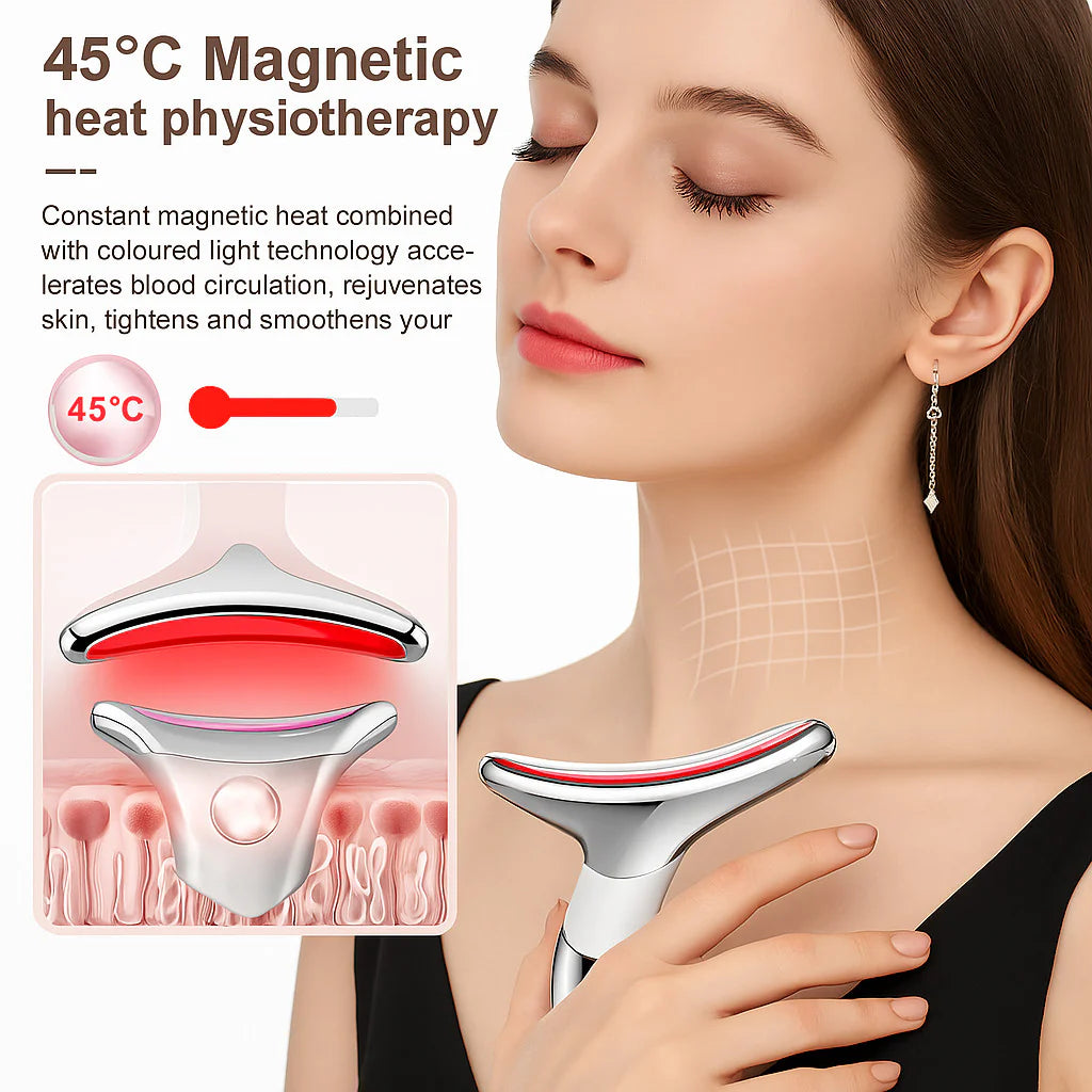 AD - Neck Face Lifting Massager Skin Tighten Device LED anti Wrinkle Double Chin US