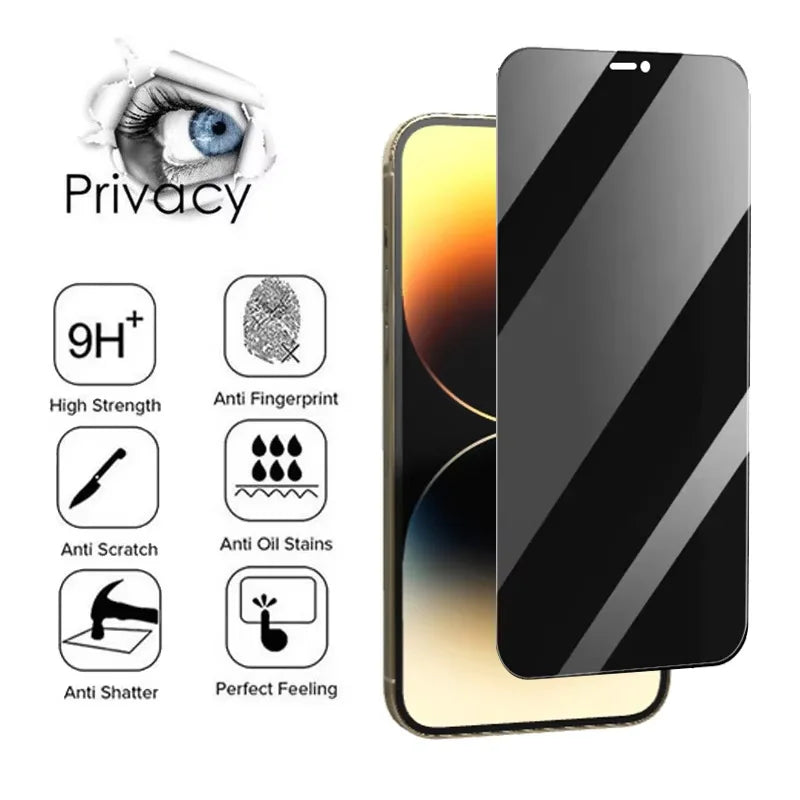 Original Screen Protector - For Iphone 16 17 15 14 Pro Privacy Tempered Glass for Iphone 15 14 13 12 11 Pro Max Iphone14 Iphone13 Iphone16 Iphone 16 Pro anti Spy Screen Protector Iphone 14Pro