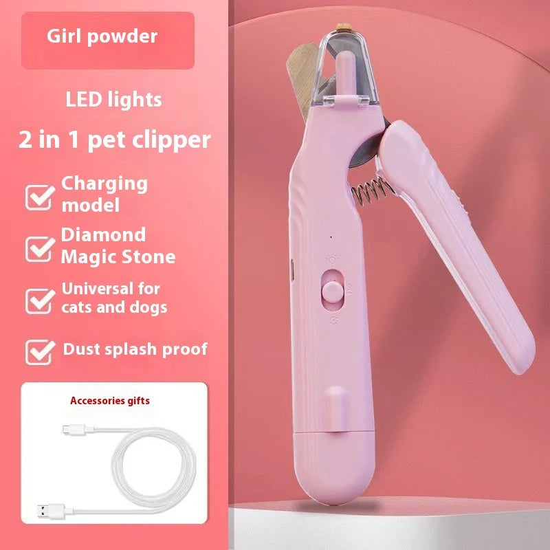 AD - 2 in 1 Pet Nail Clippers with Led Light Dog Cat Special Blood Line Scissors Multifunction Animals Paw Nail Trimmer Pet Supplies