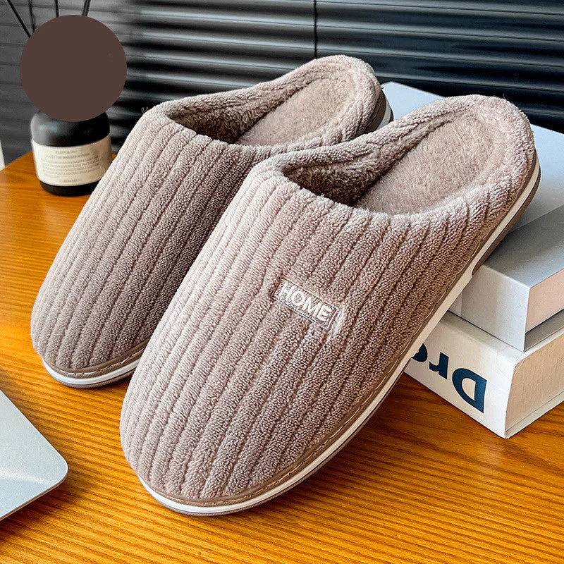 Solid Color Simple Cotton Slippers - Winter Non-Slip Home Warm Plush Slippers, Household Indoor Couple, Women's House Shoes
