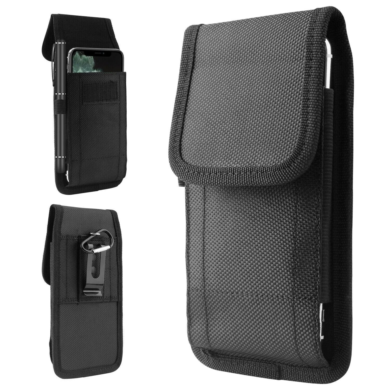 Vertical Cell Phone Pouch - Holster Pouch Wallet Case with Belt Clip for Iphone / Samsung and Others
