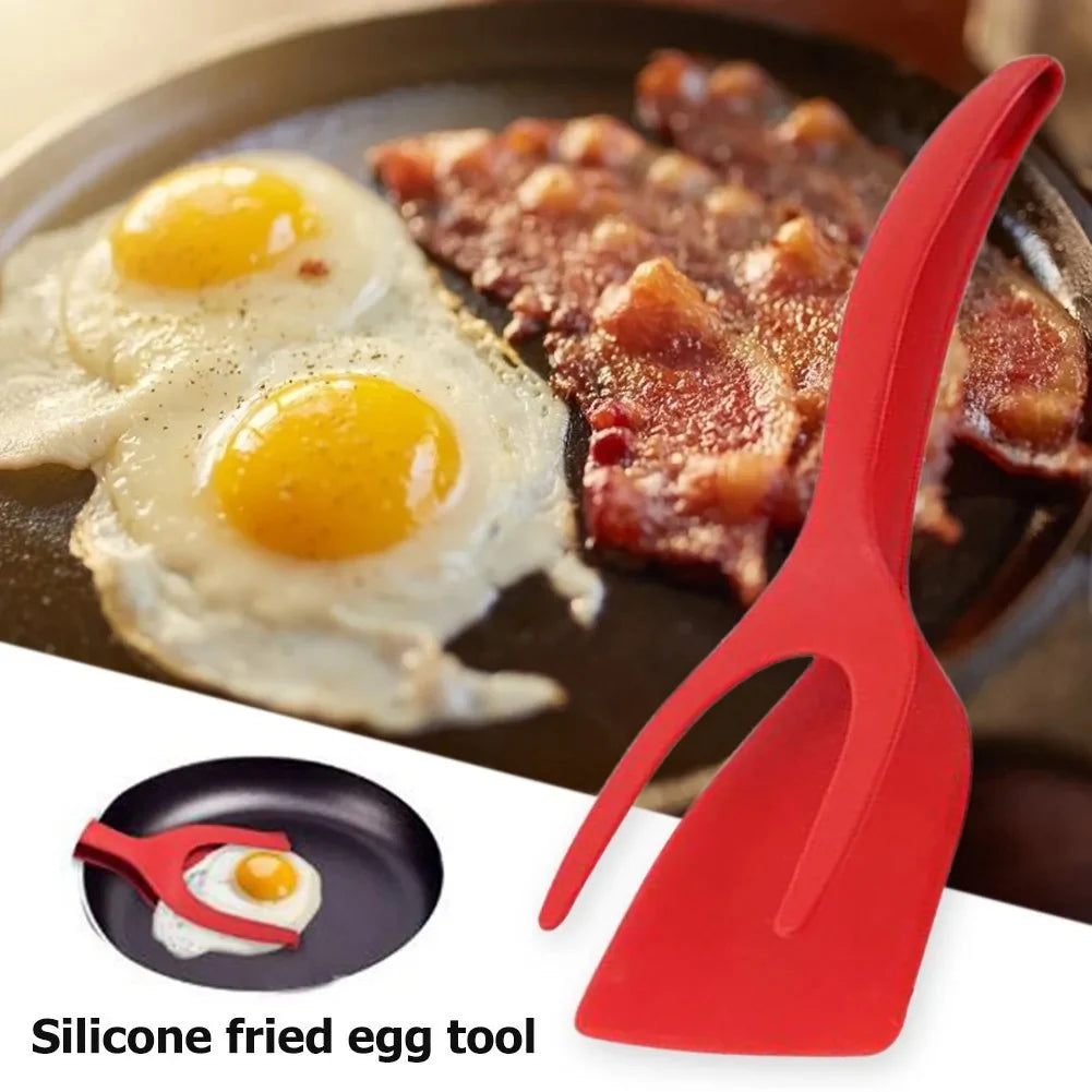 Flip Tongs - 2 in 1 Grip and Flip Tongs Egg Spatula Tongs Clamp Pancake Fried Egg French Toast Omelet Overturned Kitchen Accessories