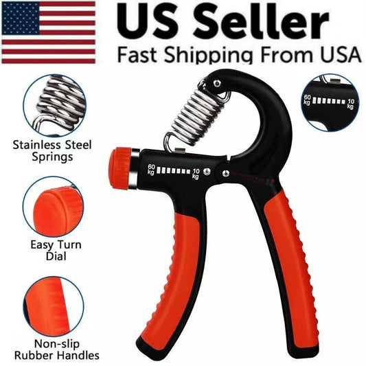 AD - Hand Grip Strength Power Trainer Gripper Strengthener Adjustable Gym Exerciser