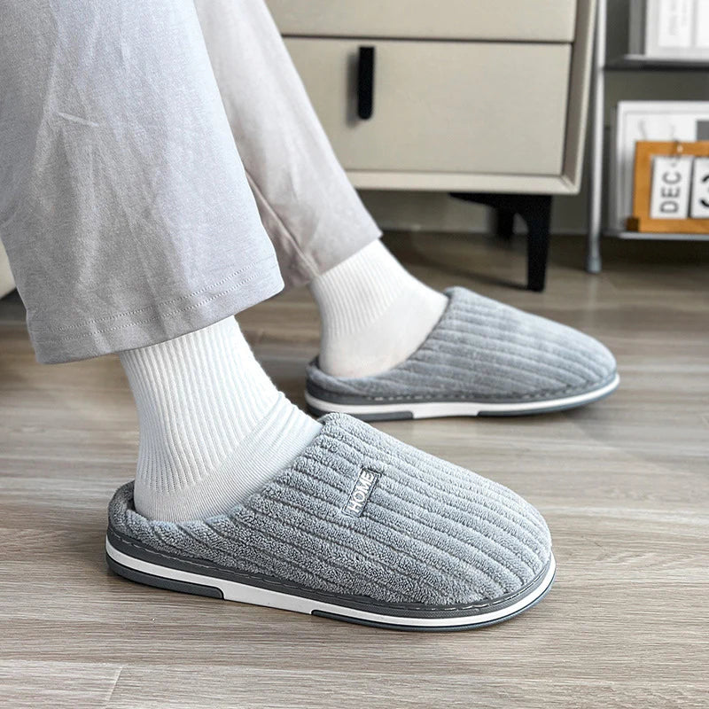 Solid Color Simple Cotton Slippers - Winter Non-Slip Home Warm Plush Slippers, Household Indoor Couple, Women's House Shoes