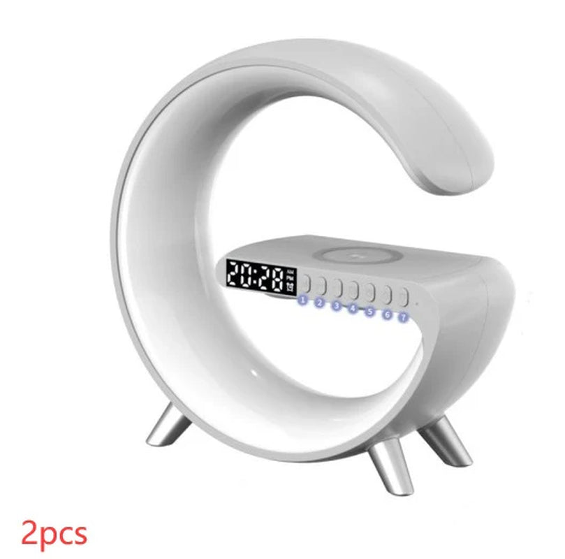 New Intelligent G Shaped LED Lamp - Bluetooth Speaker, Wireless Charger, Atmosphere Lamp, App Control for Bedroom Home Decor