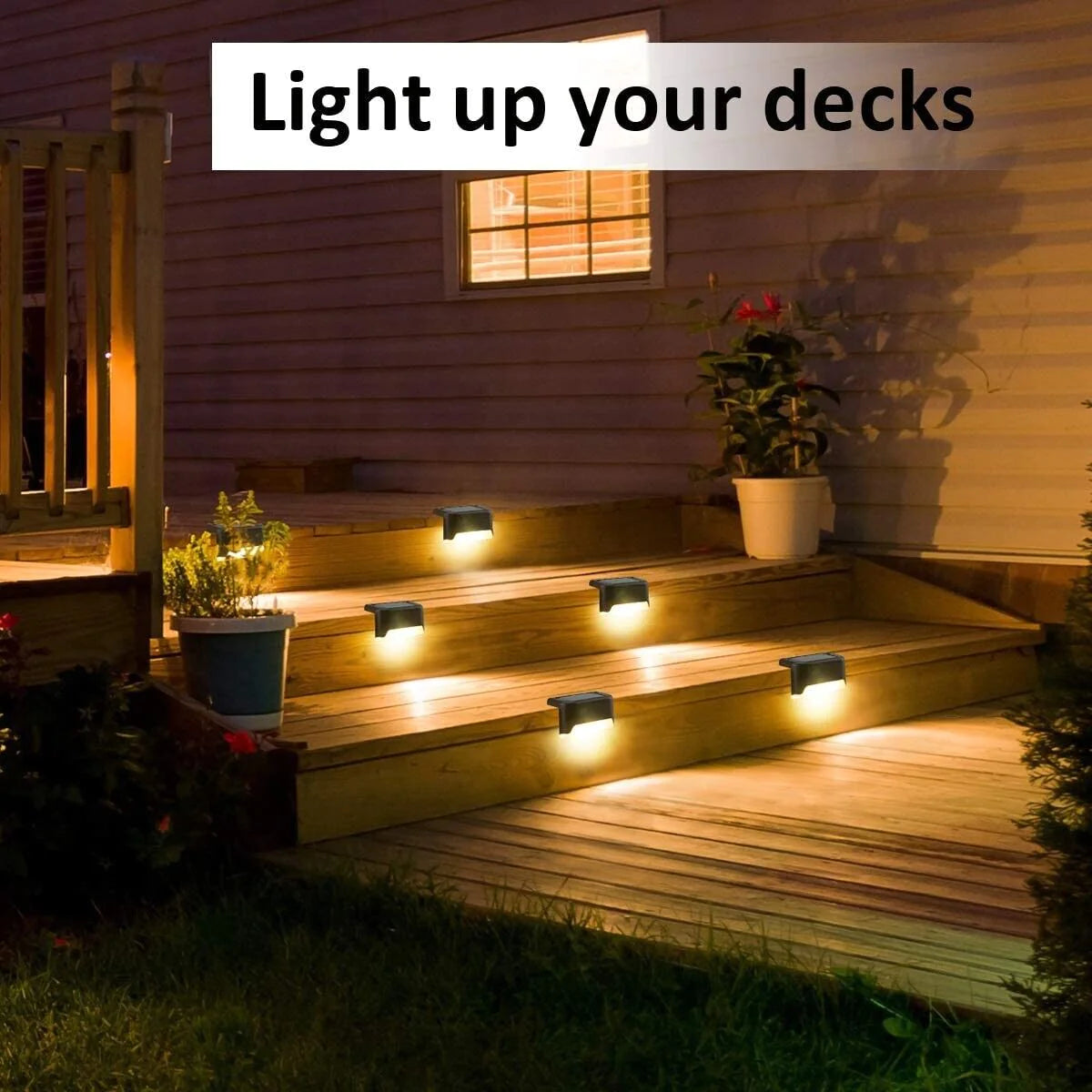 AD - 8 Pack New Solar Deck Lights Outdoor Waterproof LED Steps Lamps for Stairs Fence
