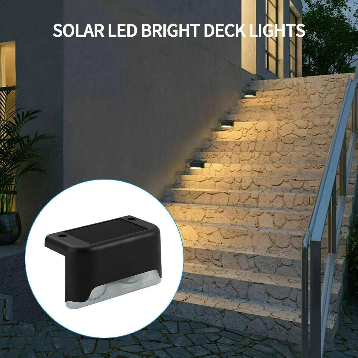 AD - 8 Pack New Solar Deck Lights Outdoor Waterproof LED Steps Lamps for Stairs Fence
