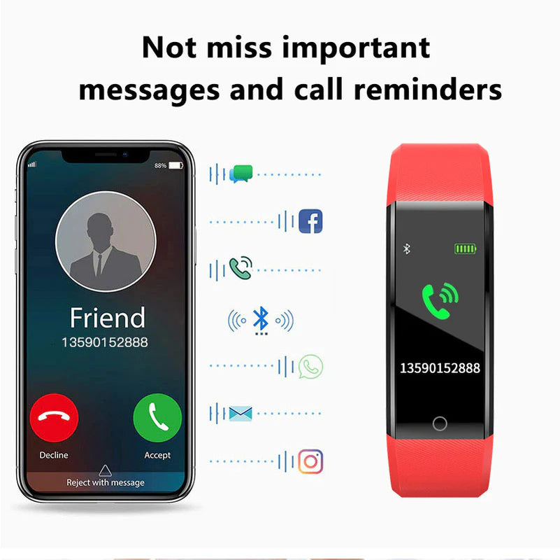 AD - Fitness Smart Watch Activity Tracker Heart Rate for Women Men Oxygen BP Monitor