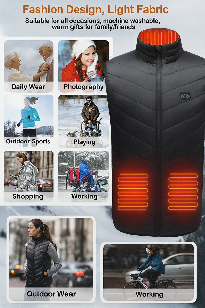 Heated Vest - Vest with 9 Heating Zones with 10000Mah Battery Pack Electric Heating Vest US