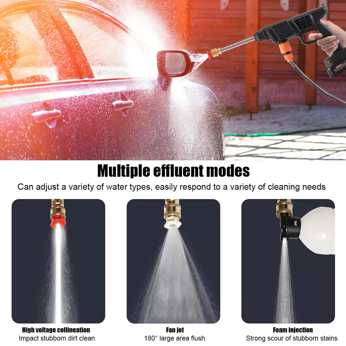 High Pressure Water Spray Gun - Portable Cordless Electric High Pressure Water Spray Gun Car Washer Cleaner Tool