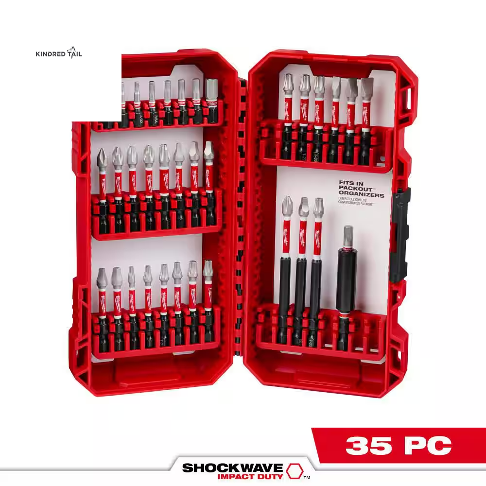 SHOCKWAVE Impact Duty Alloy Steel Screwdriver Bit Set – Heavy Duty Impact Driver Bits, Shock-Resistant S2 Alloy Steel, Magnetic Precision Tips for Drill & Impact Drivers (45-Piece)